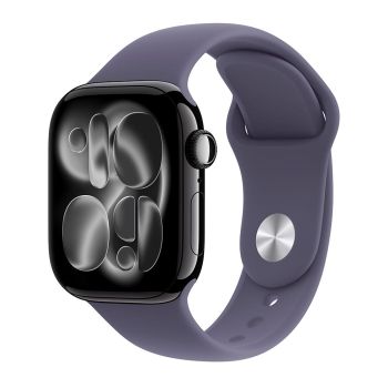Apple Watch Series 11, 46 mm, Jet Black Aluminum Purple Fog Sport Band M/L